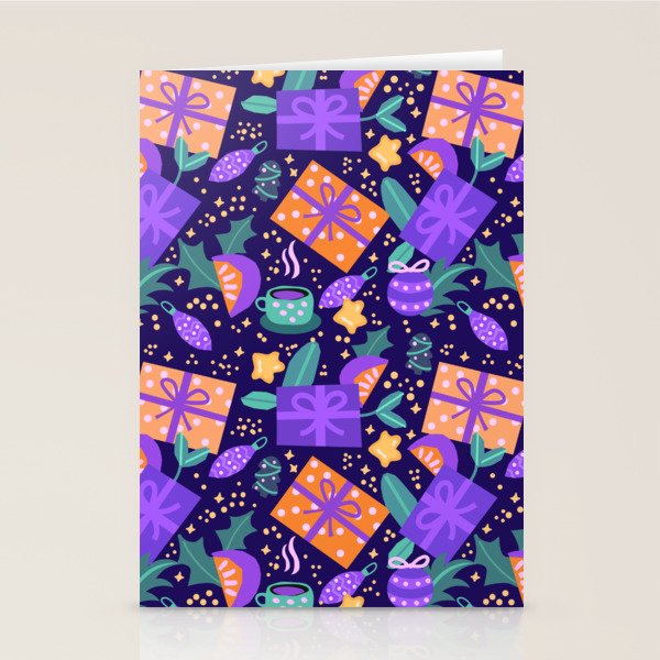 Christmas pattern in purple Stationery Card Gallery Image 2