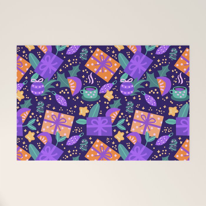 Christmas pattern in purple Welcome Mat Gallery Image 1