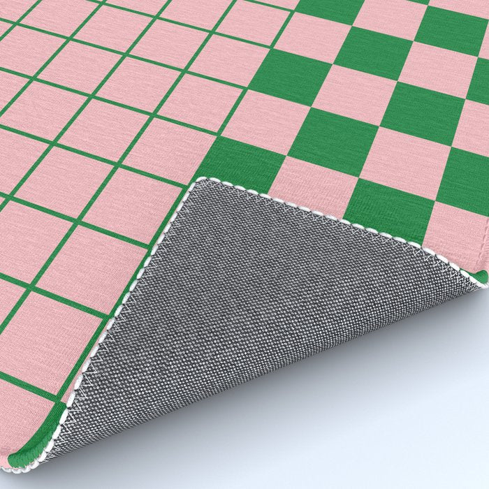 Grid Check Pink and Green Checkered Pattern Rug Gallery Image 4