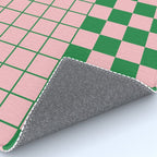 Grid Check Pink and Green Checkered Pattern Rug Gallery Image 4