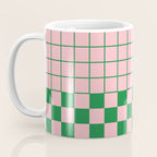 Grid Check Pink and Green Checkered Pattern Coffee Mug Gallery Image 3