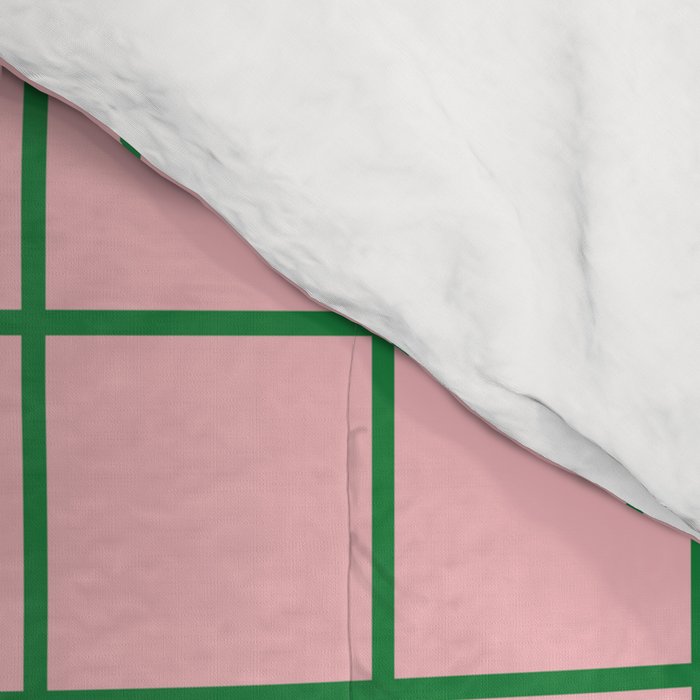 Grid Check Pink and Green Checkered Pattern Comforter Gallery Image 4