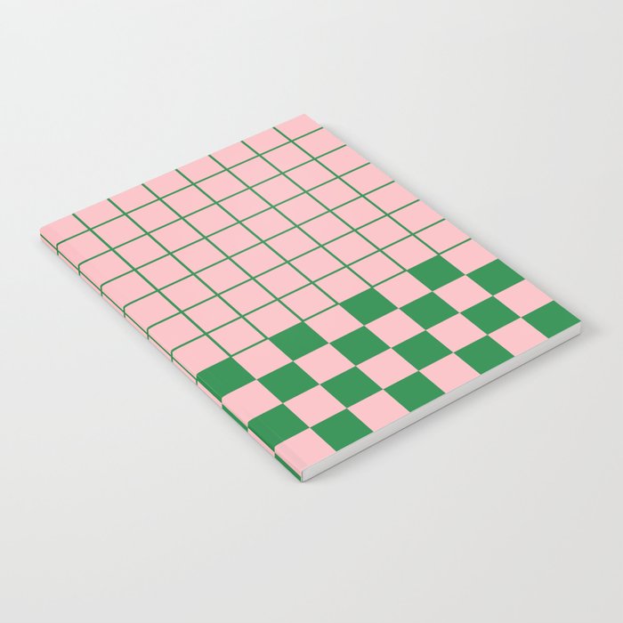 Grid Check Pink and Green Checkered Pattern Notebook Gallery Image 2