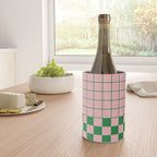 Grid Check Pink and Green Checkered Pattern Wine Chiller Gallery Image 4