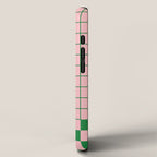 Grid Check Pink and Green Checkered Pattern iPhone Case Gallery Image 2