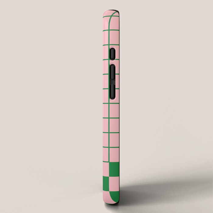 Grid Check Pink and Green Checkered Pattern iPhone Case Gallery Image 2