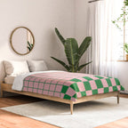 Grid Check Pink and Green Checkered Pattern Comforter Gallery Image 2