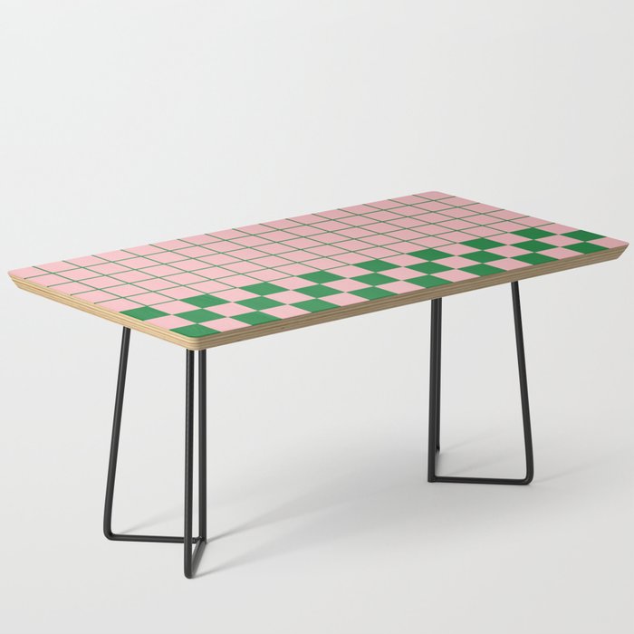 Grid Check Pink and Green Checkered Pattern Coffee Table Gallery Image 1