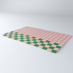 Grid Check Pink and Green Checkered Pattern Rug Gallery Image 3