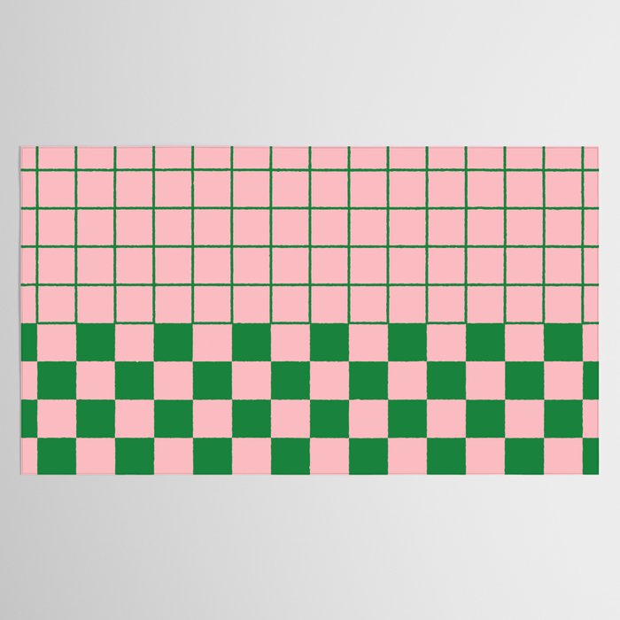 Grid Check Pink and Green Checkered Pattern Tablecloth Gallery Image 2