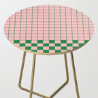 Grid Check Pink and Green Checkered Pattern Side Table Gallery Image 2