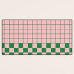 Grid Check Pink and Green Checkered Pattern Desk Mat Gallery Image 3