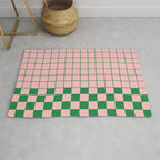 Grid Check Pink and Green Checkered Pattern Rug Gallery Image 1