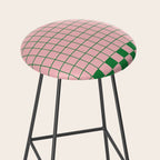 Grid Check Pink and Green Checkered Pattern Stool Gallery Image 2