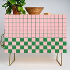 Grid Check Pink and Green Checkered Pattern Credenza Gallery Image 1