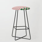 Grid Check Pink and Green Checkered Pattern Stool Gallery Image 1