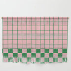 Grid Check Pink and Green Checkered Pattern Wall Hanging Gallery Image 1
