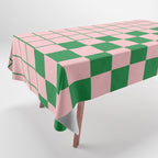 Grid Check Pink and Green Checkered Pattern Tablecloth Gallery Image 1