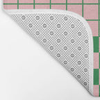 Grid Check Pink and Green Checkered Pattern Bath Mat Gallery Image 2