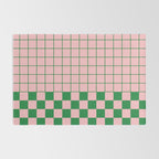 Grid Check Pink and Green Checkered Pattern Rug Gallery Image 2