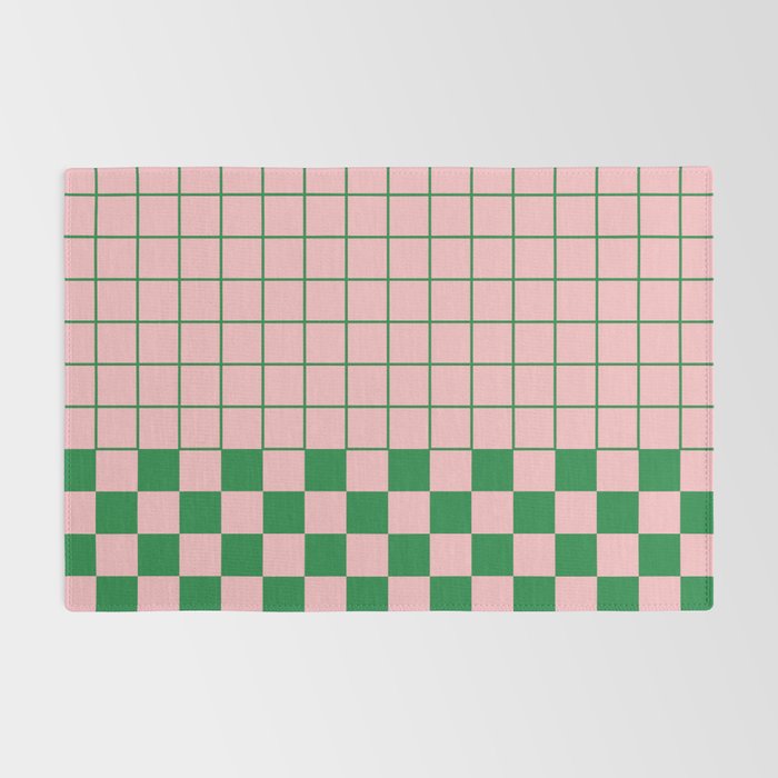 Grid Check Pink and Green Checkered Pattern Rug Gallery Image 2