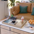 Lines Color Shapes - Blue Gold Brown  Serving Tray Gallery Image 2