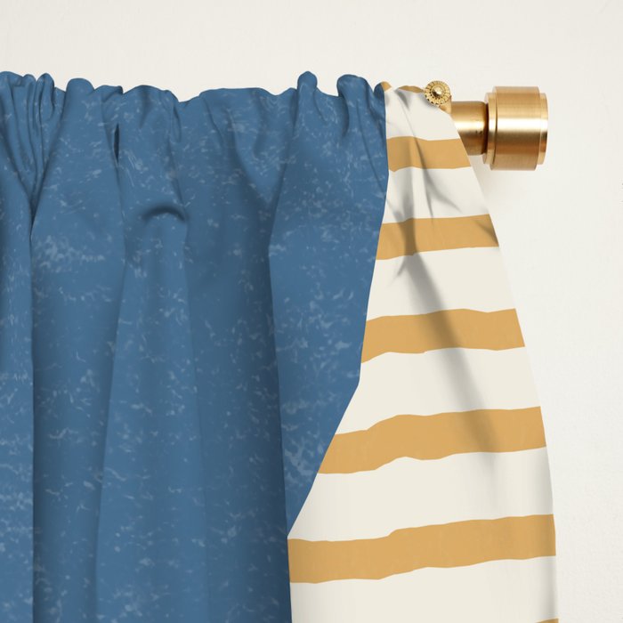 Lines Color Shapes - Blue Gold Brown  Window Curtain Gallery Image 2
