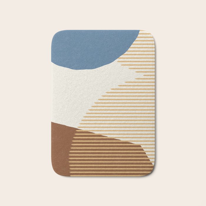 Lines Color Shapes - Blue Gold Brown  Bath Mat Gallery Image 1