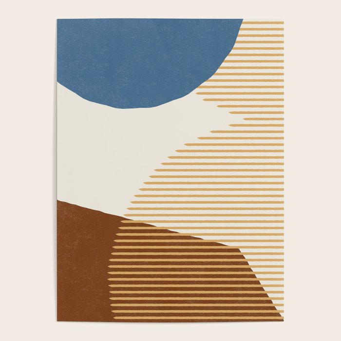 Lines Color Shapes - Blue Gold Brown  Poster Gallery Image 1