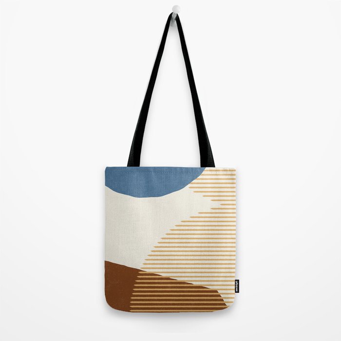 Lines Color Shapes - Blue Gold Brown  Tote Bag Gallery Image 2