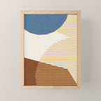 Lines Color Shapes - Blue Gold Brown  Mini Art Print Gallery Image 1