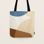 Lines Color Shapes - Blue Gold Brown  Tote Bag Gallery Image 1