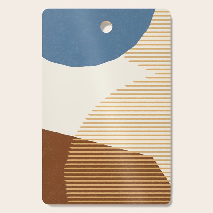 Lines Color Shapes - Blue Gold Brown  Cutting Board Gallery Image 1