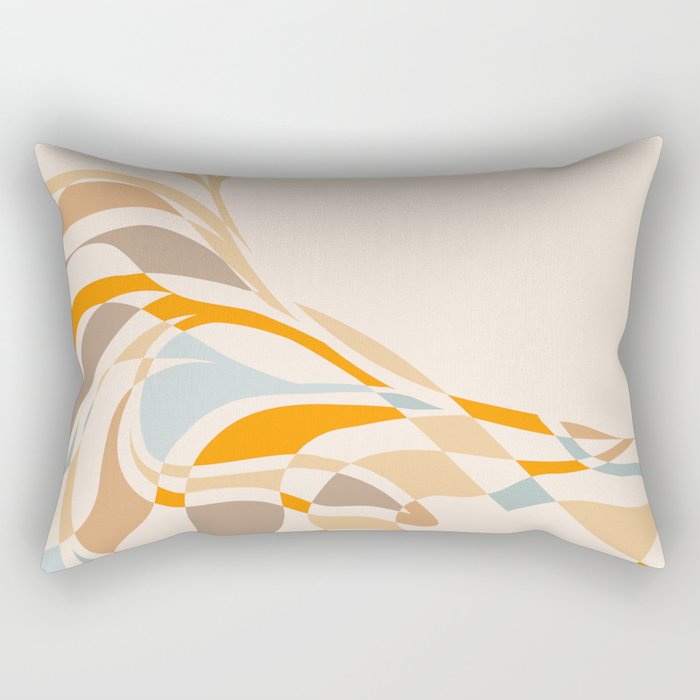 YOUR HEALTH IS YOUR WEALTH with Liquid retro abstract pattern in orange and blue Rectangular Pillow Gallery Image 2