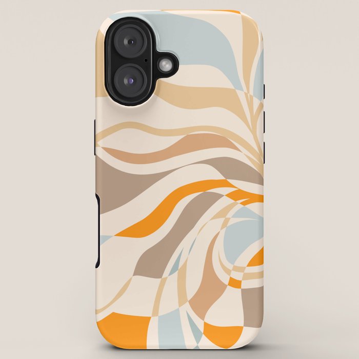 YOUR HEALTH IS YOUR WEALTH with Liquid retro abstract pattern in orange and blue iPhone Case Gallery Image 5