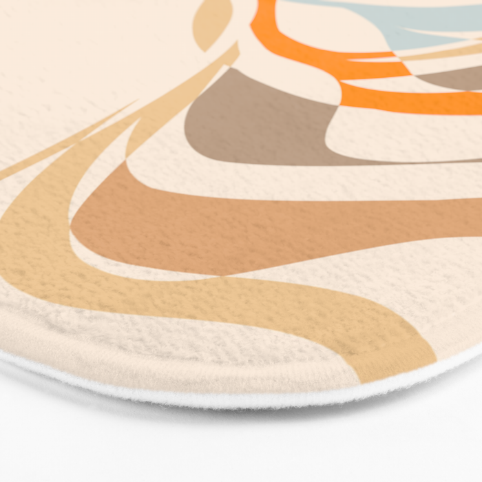 YOUR HEALTH IS YOUR WEALTH with Liquid retro abstract pattern in orange and blue Bath Mat Gallery Image 3