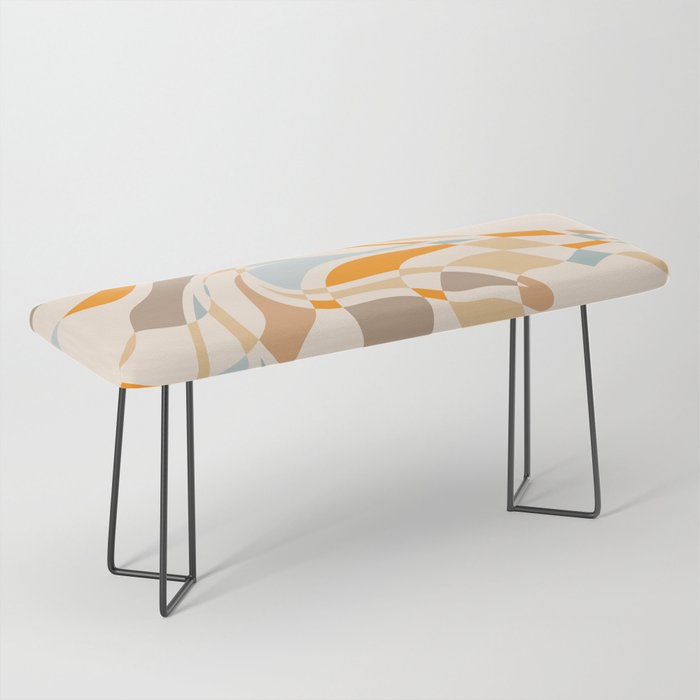 Your Health Is Your Wealth With Liquid Retro Abstract Pattern In Orange And Blue Bench