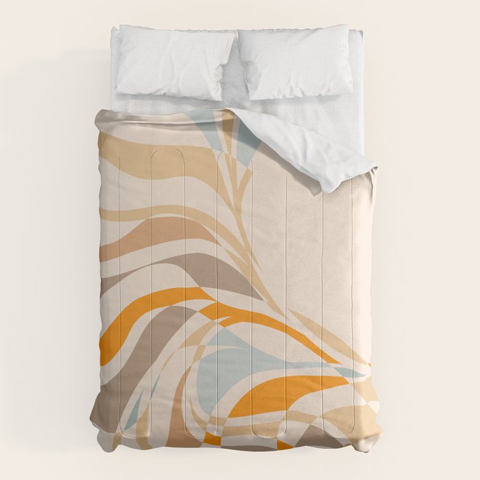 YOUR HEALTH IS YOUR WEALTH with Liquid retro abstract pattern in orange and blue Comforter Gallery Image 6