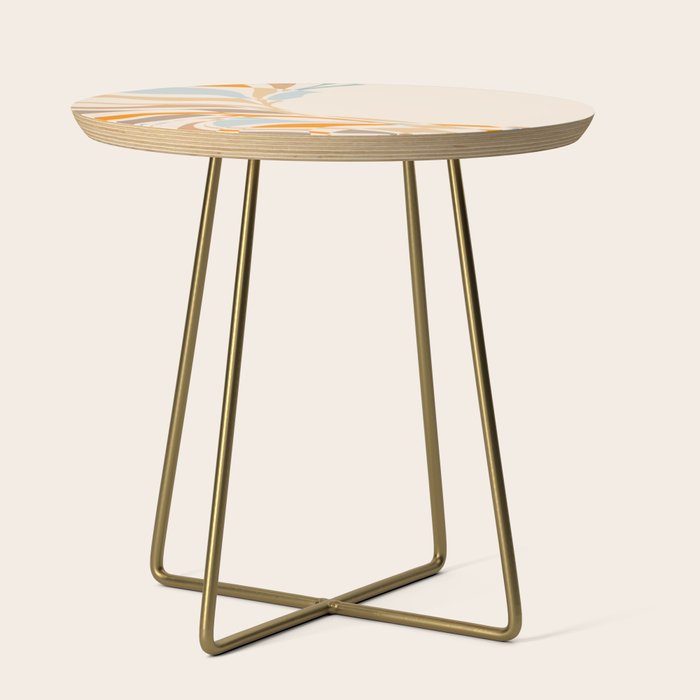 YOUR HEALTH IS YOUR WEALTH with Liquid retro abstract pattern in orange and blue Side Table Gallery Image 1