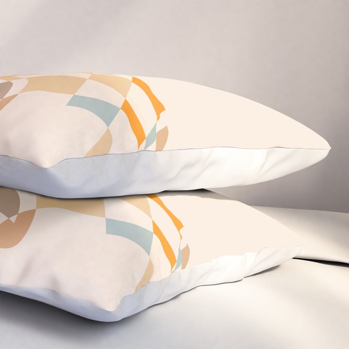 YOUR HEALTH IS YOUR WEALTH with Liquid retro abstract pattern in orange and blue Pillow Sham Gallery Image 3