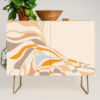 YOUR HEALTH IS YOUR WEALTH with Liquid retro abstract pattern in orange and blue Credenza Gallery Image 1