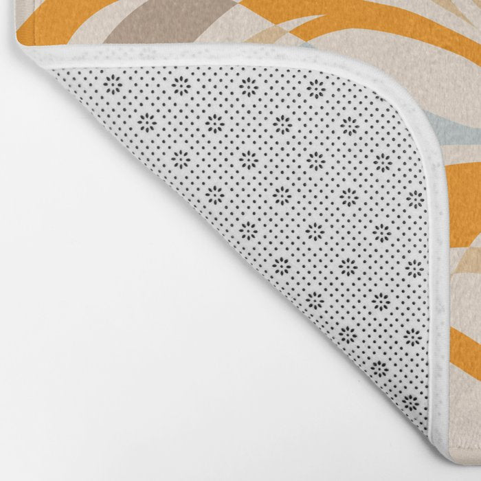 YOUR HEALTH IS YOUR WEALTH with Liquid retro abstract pattern in orange and blue Bath Mat Gallery Image 2