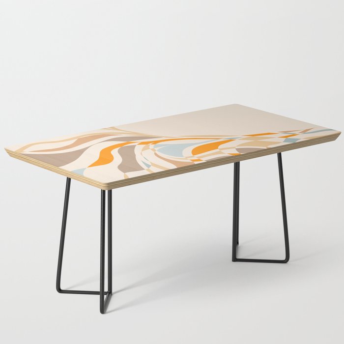 YOUR HEALTH IS YOUR WEALTH with Liquid retro abstract pattern in orange and blue Coffee Table Gallery Image 1