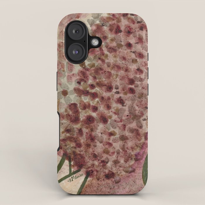 Garden Lilac Flower Painting in Purple & Peach iPhone Case Gallery Image 1