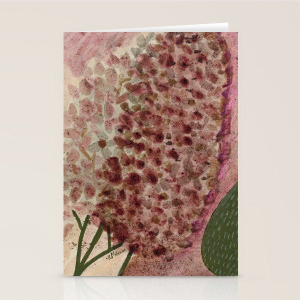 Garden Lilac Flower Painting in Purple & Peach Stationery Card Gallery Image 1