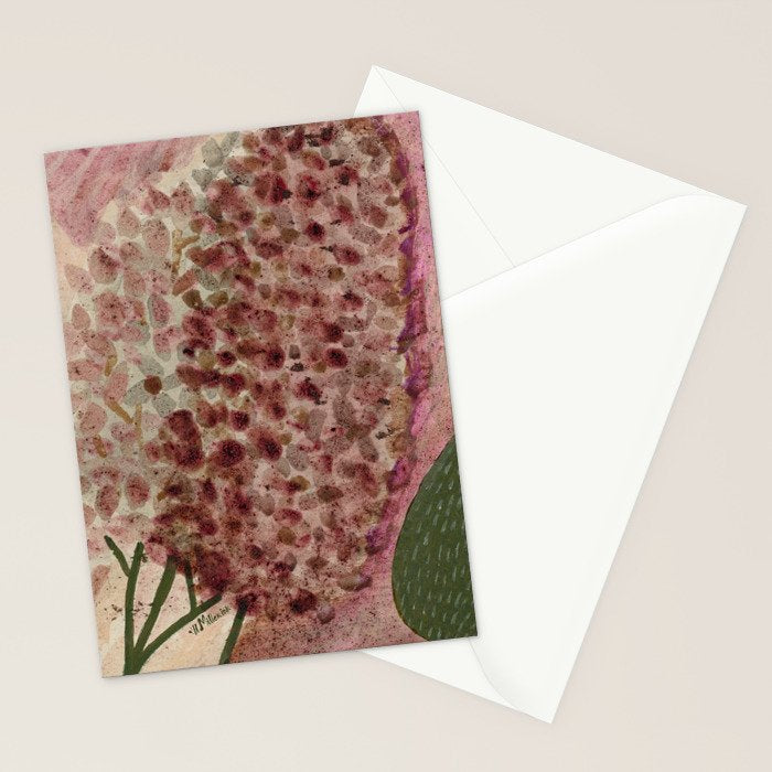 Garden Lilac Flower Painting in Purple & Peach Stationery Card Gallery Image 2
