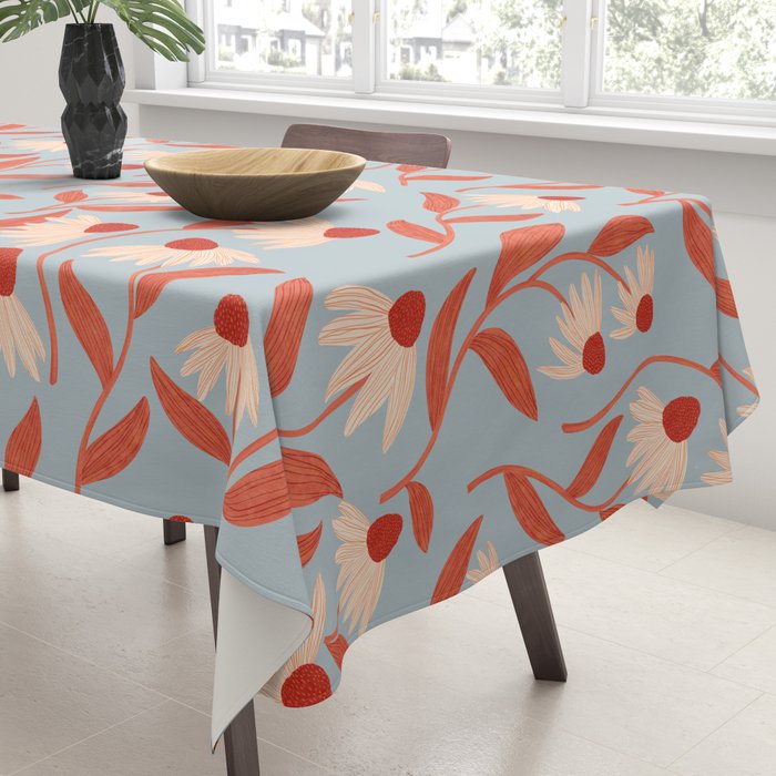 Blue Vase of Daisies Collection Tablecloth Gallery Image 3