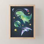 Space T-Rex dinosaur Mini Art Print Gallery Image 1