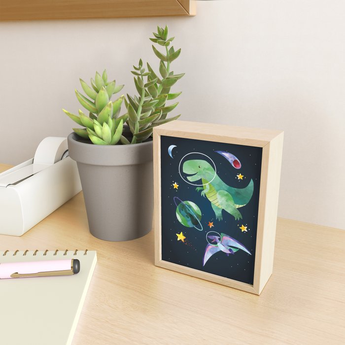 Space T-Rex dinosaur Mini Art Print Gallery Image 2