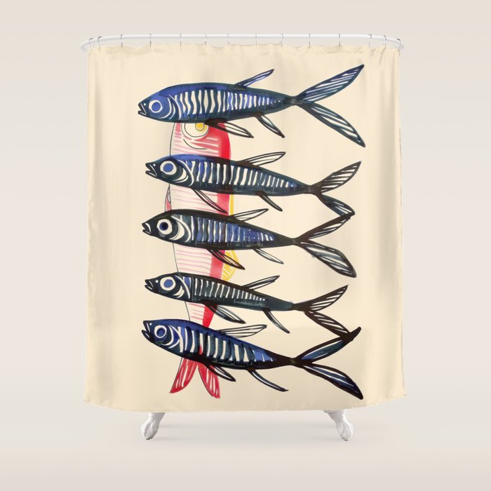 Deep Sea Stripes Shower Curtain Gallery Image 1
